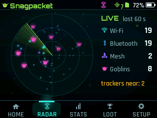 Radar screen with live blips